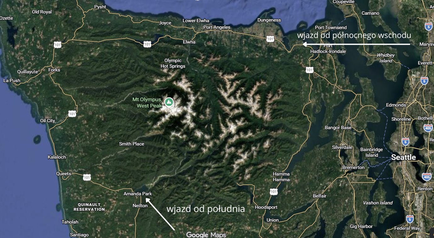 Map of entrances to Olympic National Park
